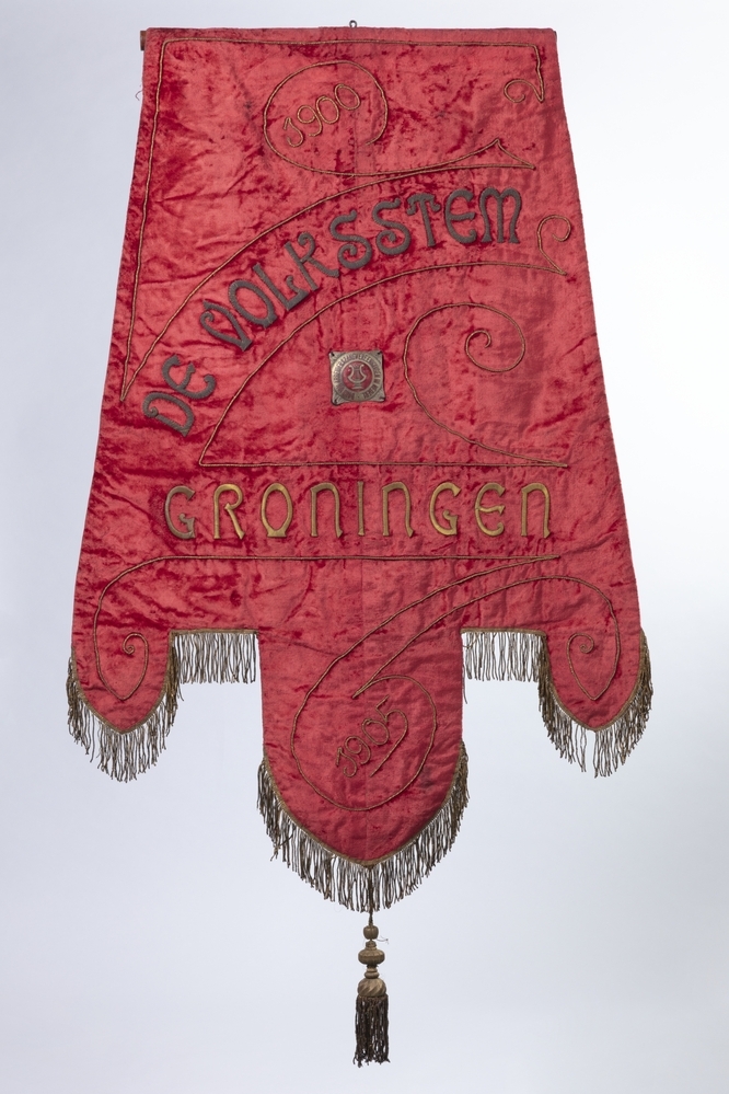 Vaandel van de Arbeiders Zangvereeniging 'De Volksstem', Groningen, opgericht 1900