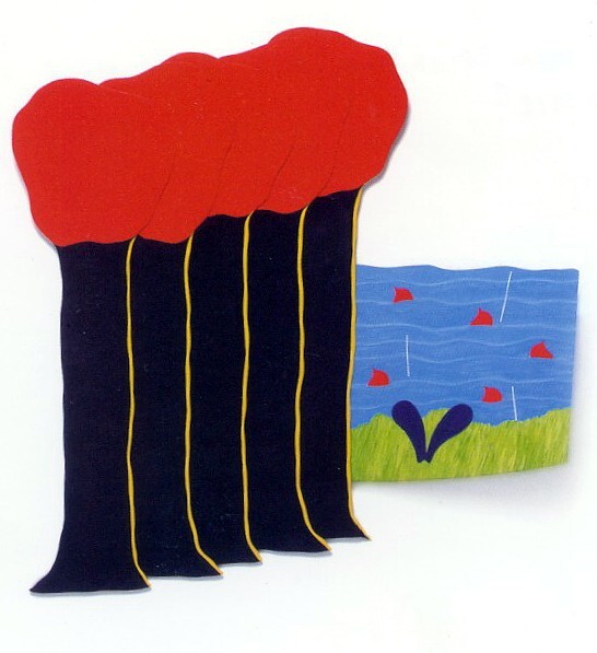 Landschap met waterdieren