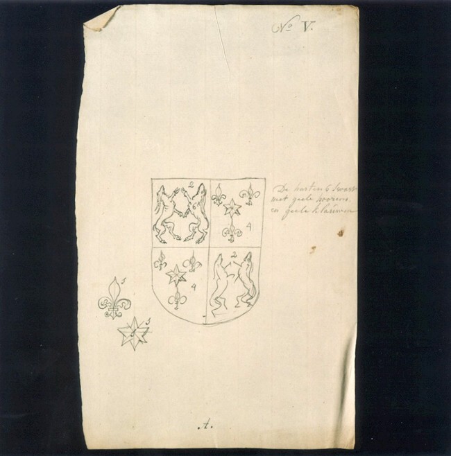 Voorstudie van: Wapen met vier kwartieren Coenders en Alberda