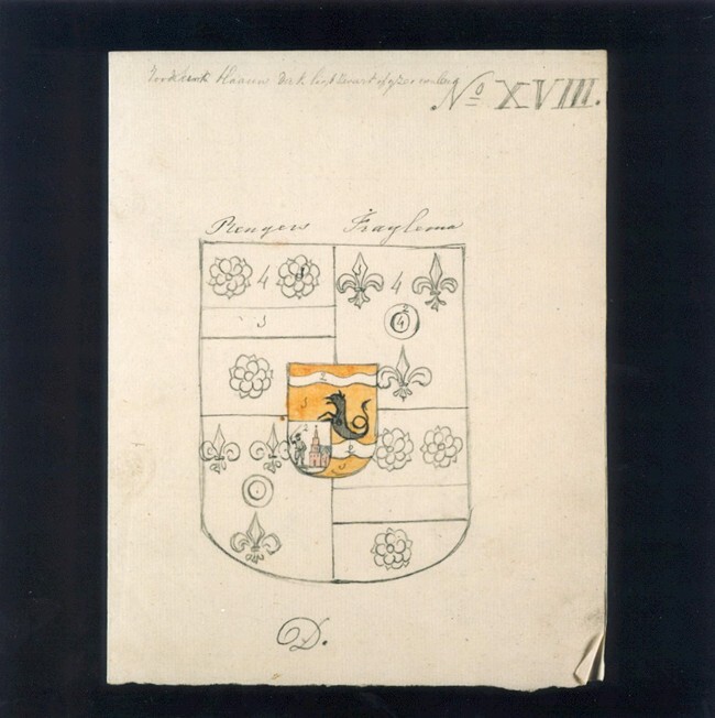 Voorstudie van: Wapen van Osebrand Rengers, heer van Slochteren, Fraeylemaborg en Kolham