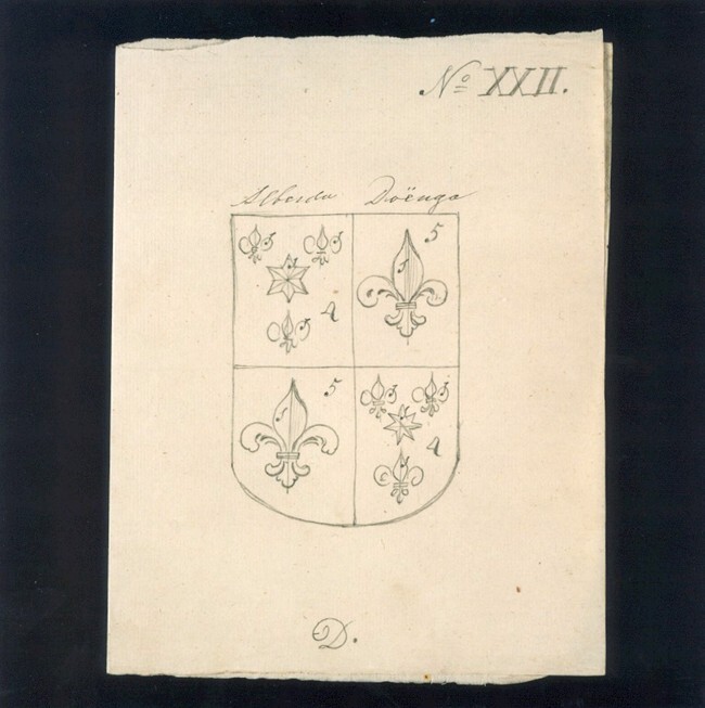 Voorstudie van: Wapen van Vrouw Geertruida Alberda van Middelstum Toornwerd Westerwijtwert en Roodeschoele A 1660