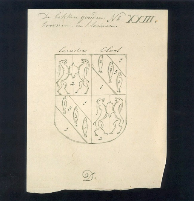 Voorstudie van: Wapen van Petronella Coenders, dochter van Albert Coenders en Gratia Maria Clant