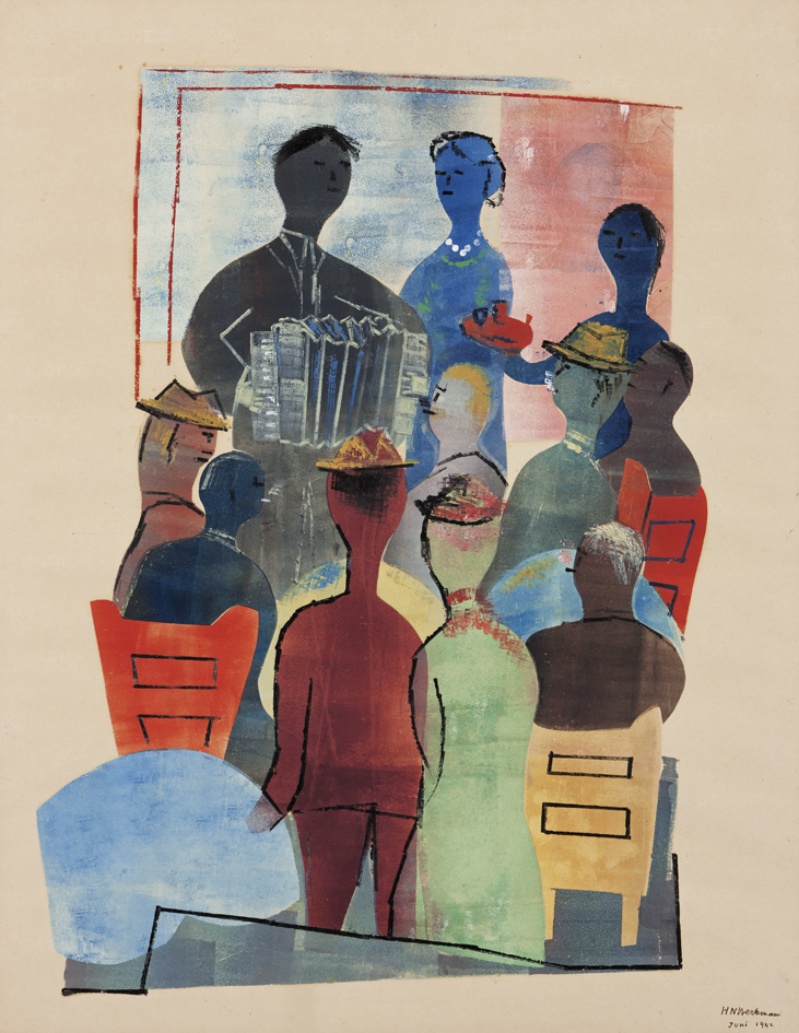 Harmonicaspeler op bruiloftsfeest (D-280)