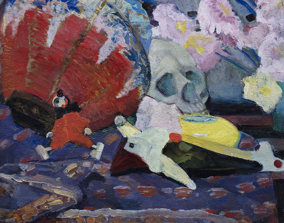 La poupé abandonnée: Stilleven met poppen en schedel (Vanitasmotief)