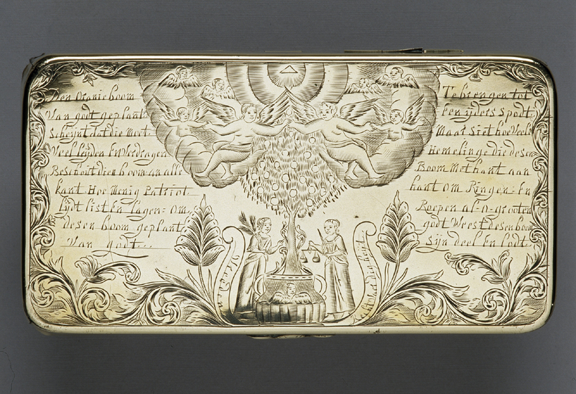 Oranje gezinde tabaksdoos