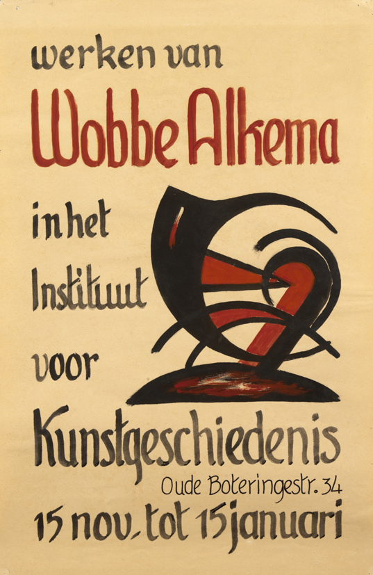 Affiche: Werken van Wobbe Alkema in het Instituut voor Kunstgeschiedenis, 15 nov.-15 jan. [1957]