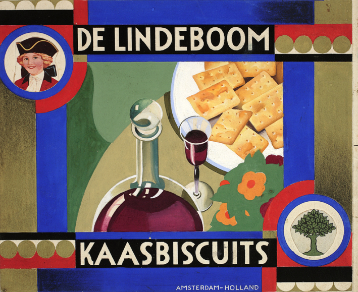 Reclame-ontwerp voor De Lindeboom kaasbiscuits