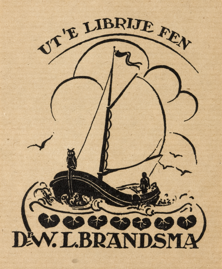 Ex-libris (Ut 'e librije fen) Dr W.L. Brandsma