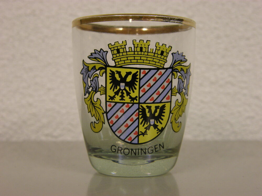 Borrelglas met wapen van Provincie Groningen