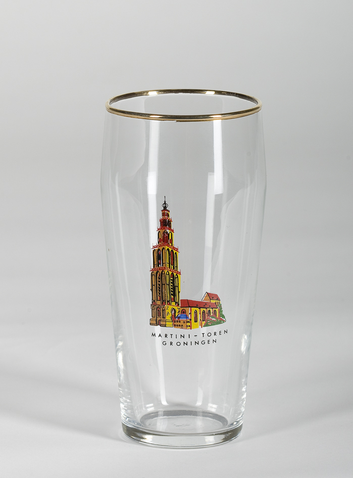 Drinkglas met afbeelding van Martinitoren te Groningen