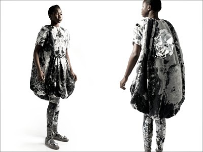 VERVALLEN Grijze jurk (uit collectie: Wonderland, spring/ summer 2009)