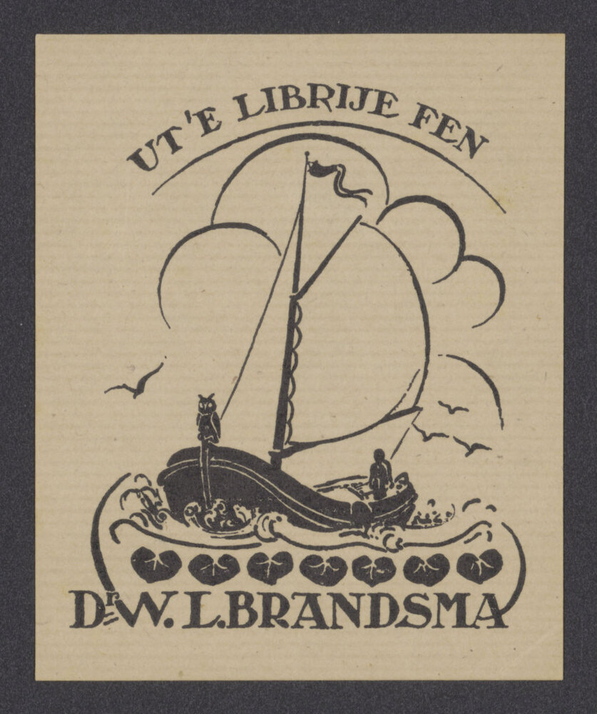 Ex-libris ('Ut 'e librije fen') Dr W.L. Brandsma