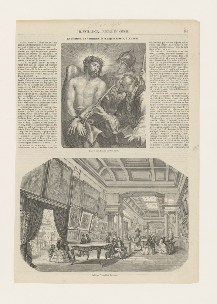 Exposition de tableaux et d'objets d'arts, á Anvers