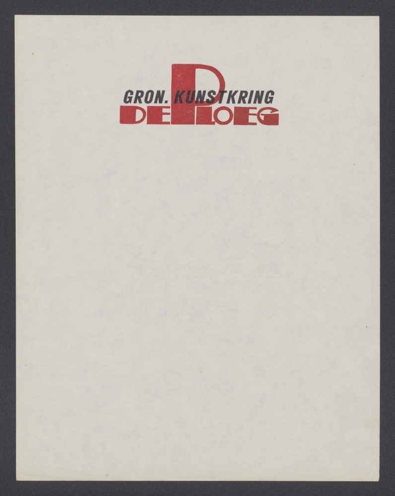 Briefpapier Gron. Kunstkring De Ploeg (G-66a)