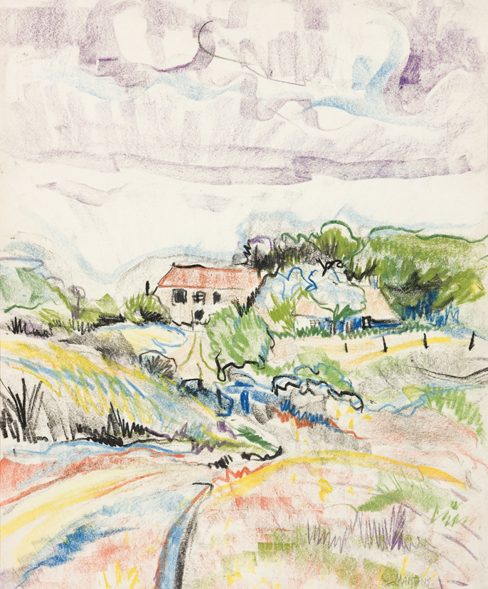 Boerderij in glooiend landschap, Glimmen