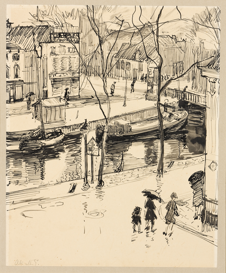 Schuitendiep en Steentilbrug bij regen