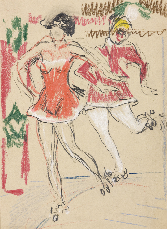 Varieté: rolschaatsende meisjes