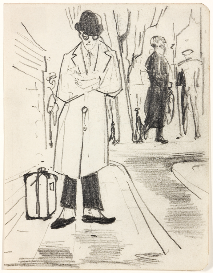 Een handelsreiziger maakt enige aantekeningen