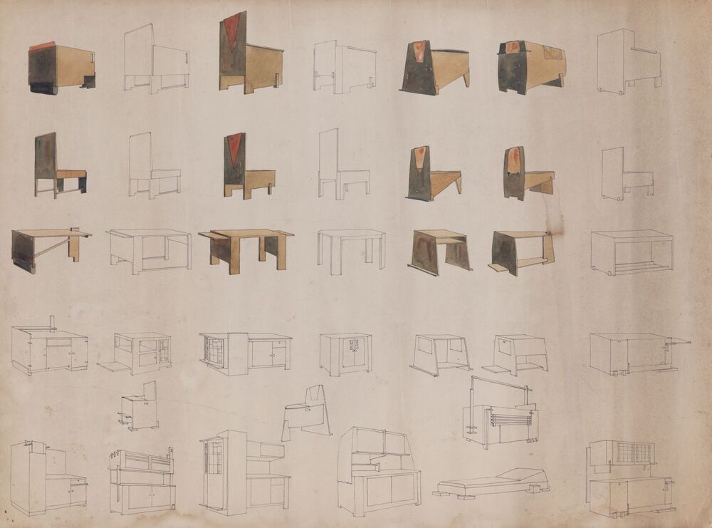 Ontwerptekeningen voor meubelstukken