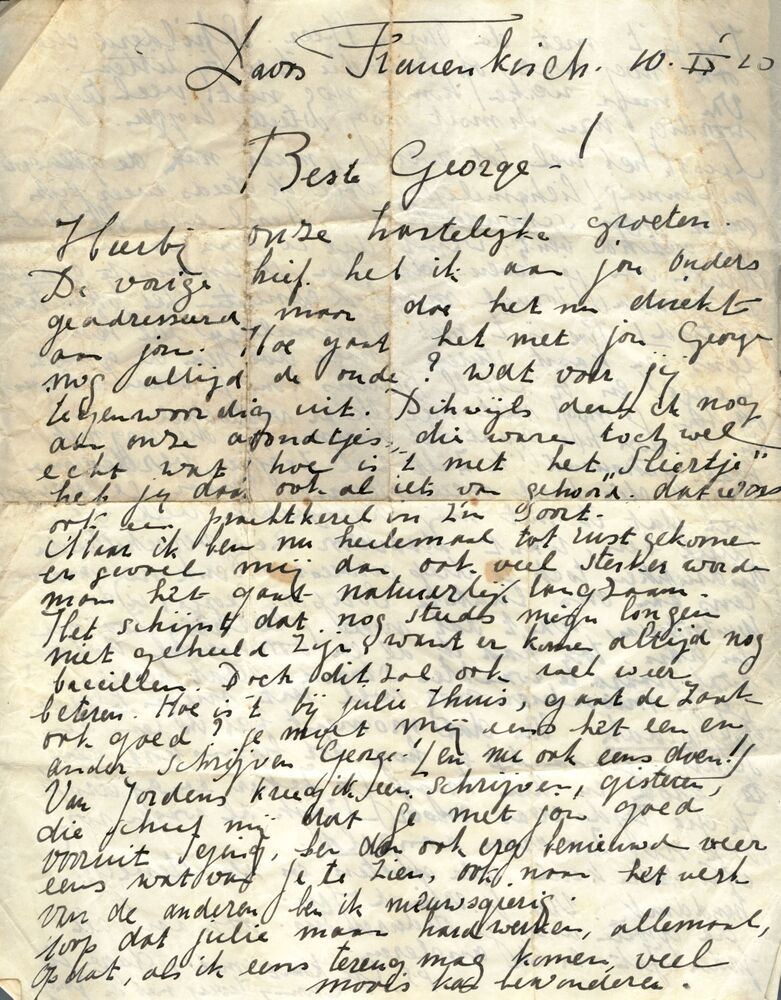 Brief van Jan Wiegers aan George Martens, vanuit Davos Frauenkirche, 10-9-1920