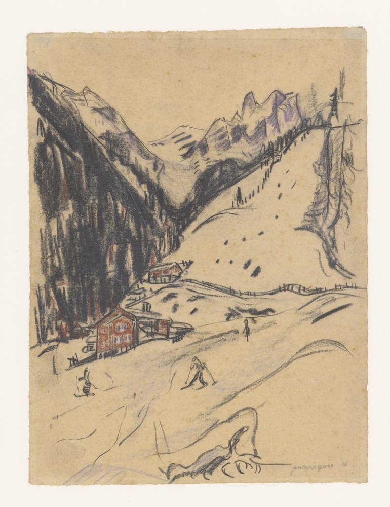 Sneeuwlandschap met skiërs