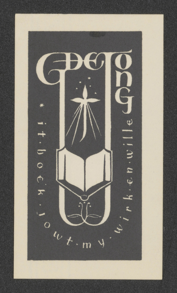 Ex-libris G. de Jong 'it boek jowt my wirk en wille'