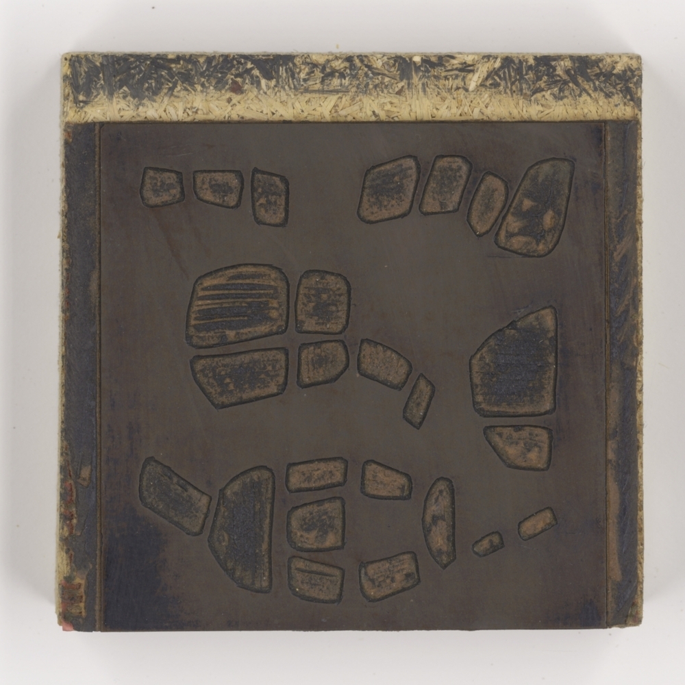 Witte uitsparingen op zwart fond (9,5 x 9,5) (linoleumblok)