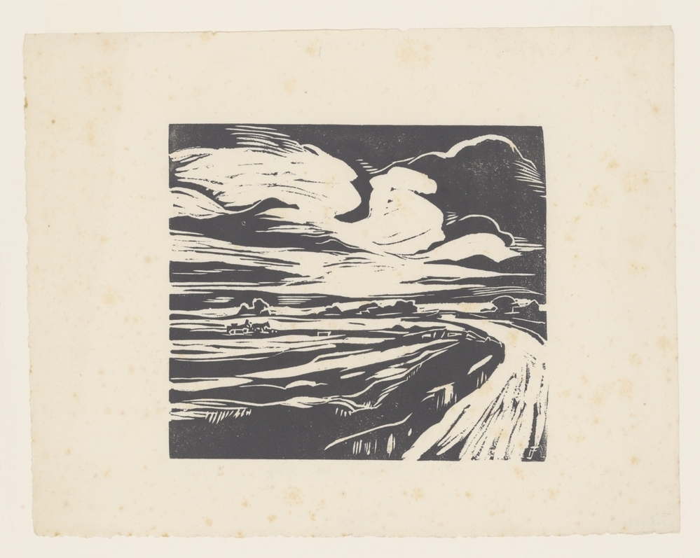 Landschap met paard en wagen