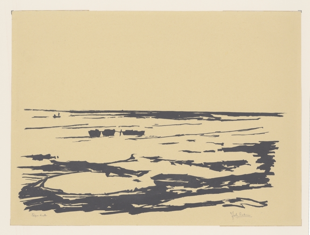 Water met bootjes (Op het Wad)