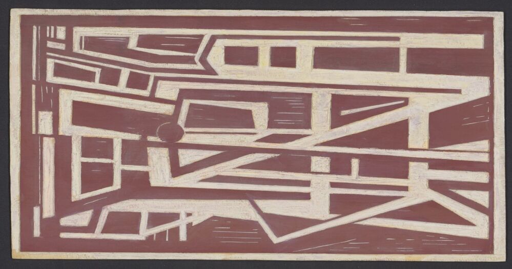 Zonder titel (Compositie in rood) (houtblok)