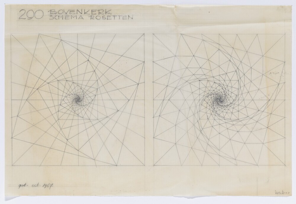 Ontwerptekening voor kerk te Kampen: schema rozetten