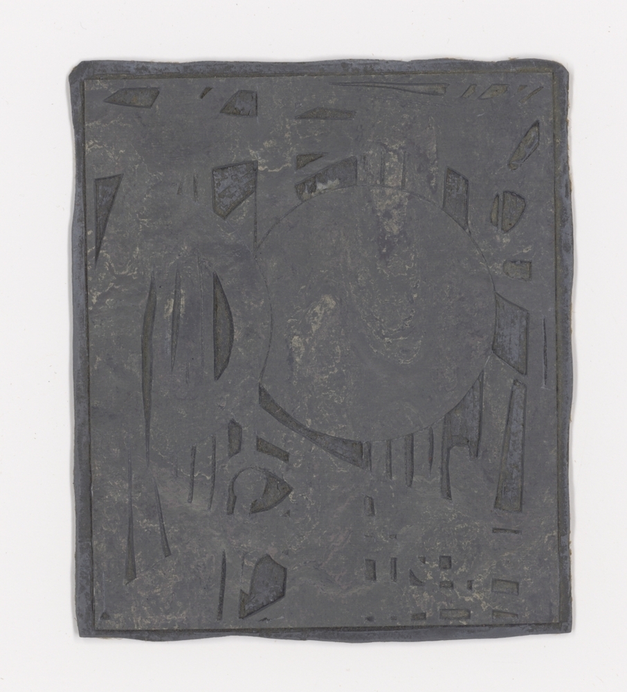 Linoleumblok (Compositie met grote cirkel)