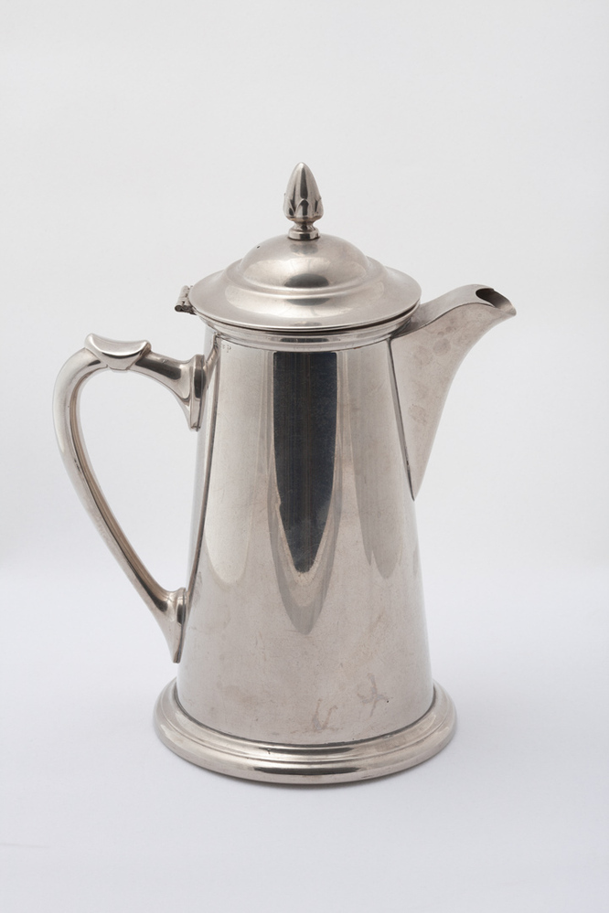 Avondmaalskan met deksel alpaca, verzilverd (uit kerk Oosterwijtwerd)