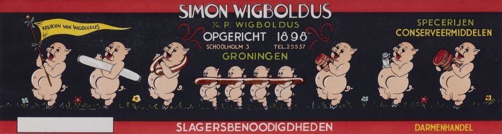 Papierwikkel: S. Wigboldus slagersbenodigdheden