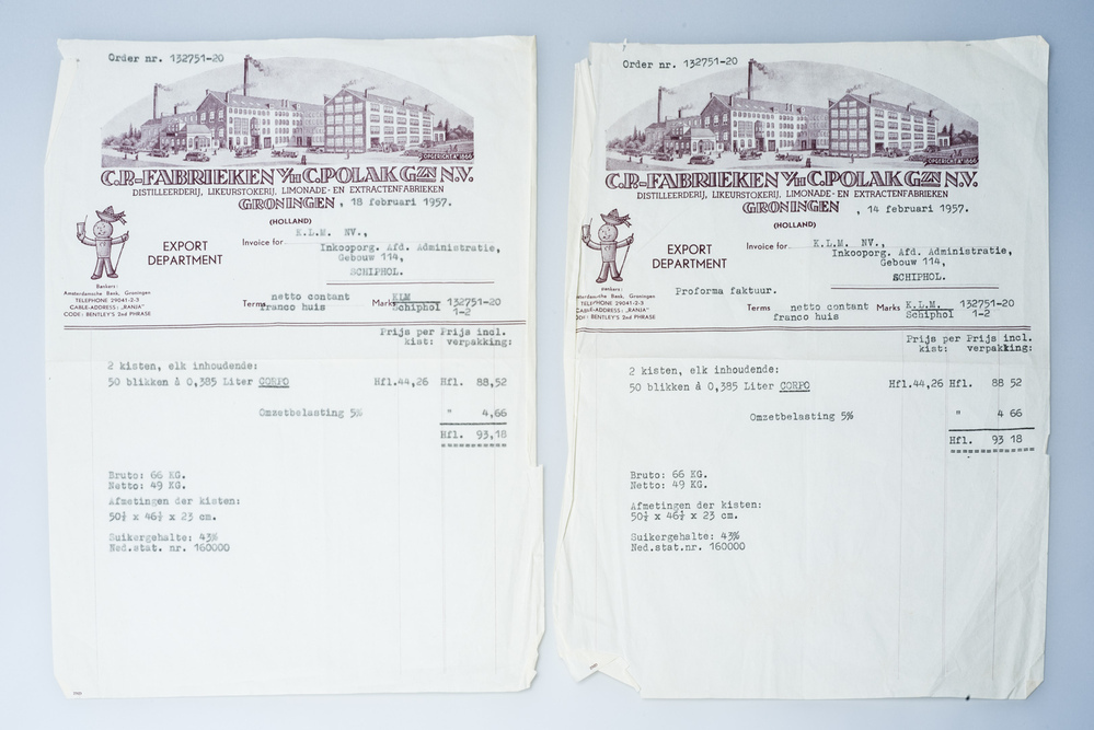 Twee doorslagen order met briefhoofd (Promotiemateriaal CP Fabrieken NV Groningen)