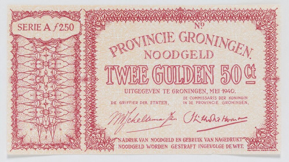Noodgeld Provincie Groningen: Twee gulden en vijftig cent