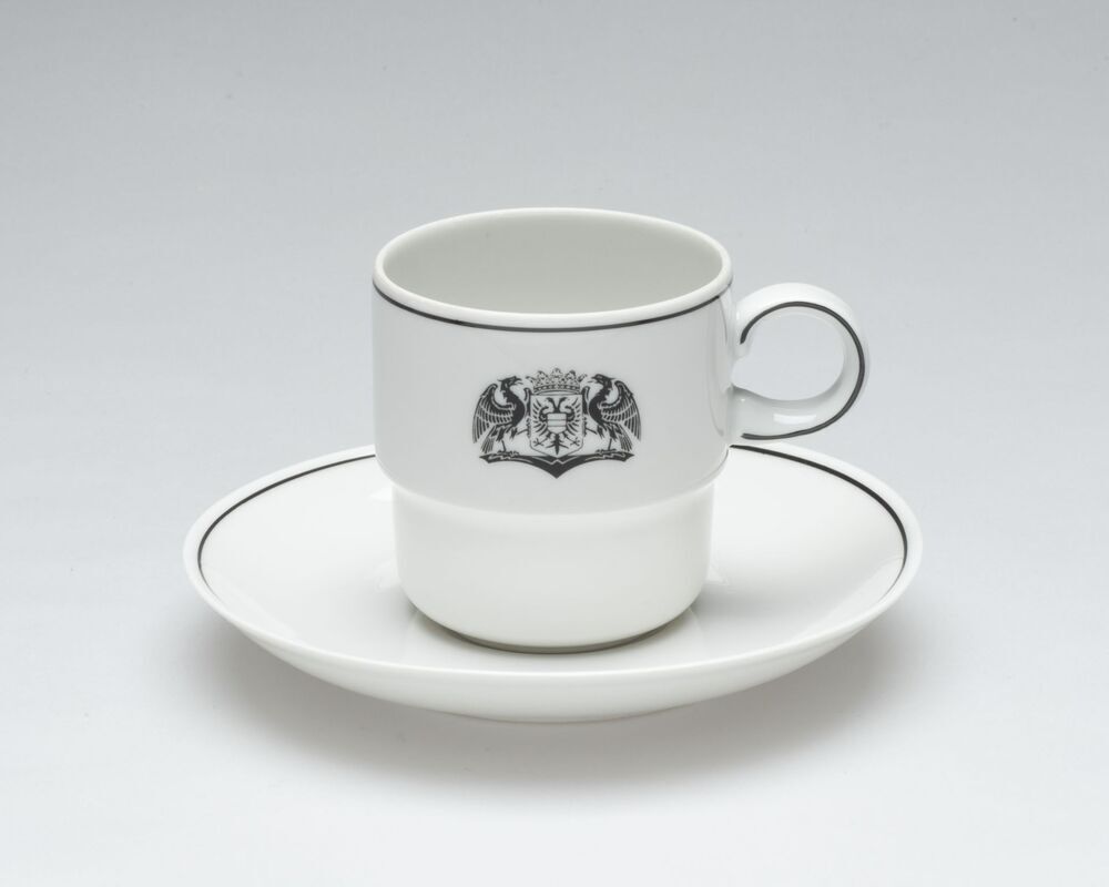 Kop en schotel met wapen Gemeente Groningen