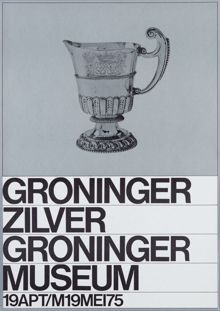 Affiche Groninger Museum: Groninger Zilver, 19 april - 19 mei 1975