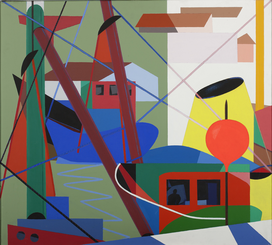 Constructivistische voorstelling met schepen