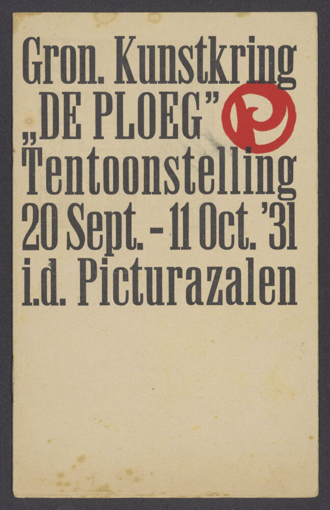 Groninger Kunstkring De Ploeg tentoonstelling 20 sept.-11oct. '31 i.d. Pictura (G-155)
