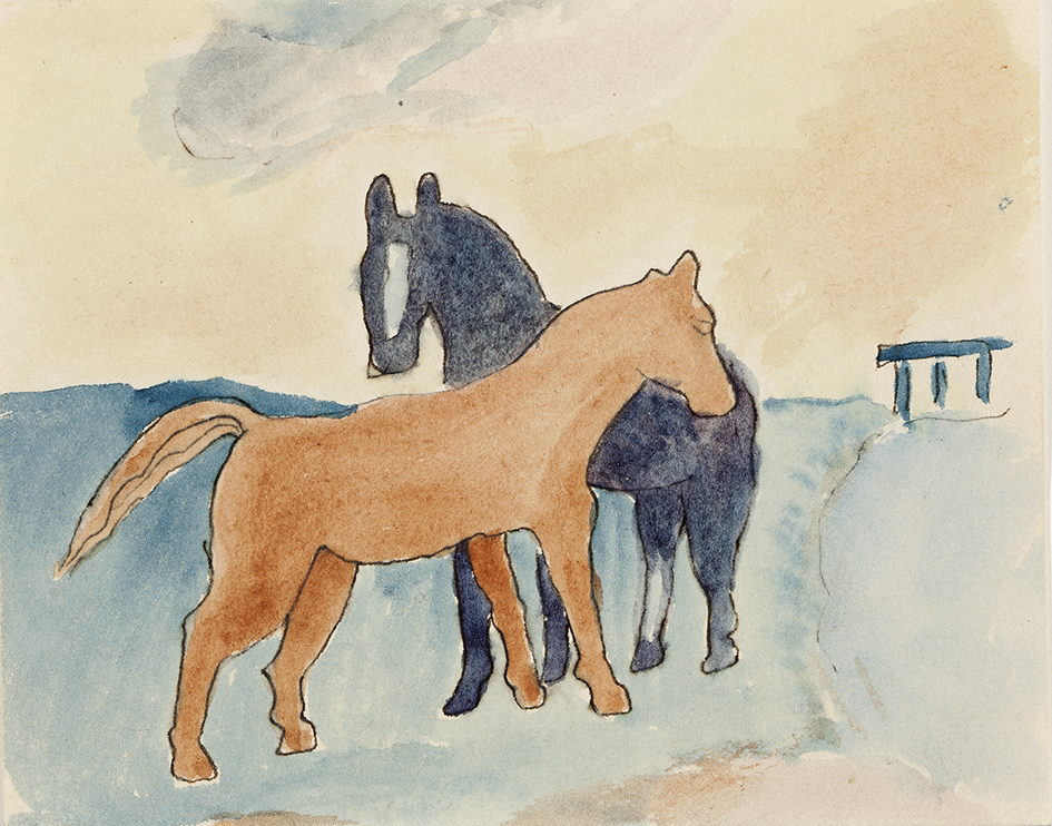 Schets van het schilderij  Twee paarden (2013.0250)