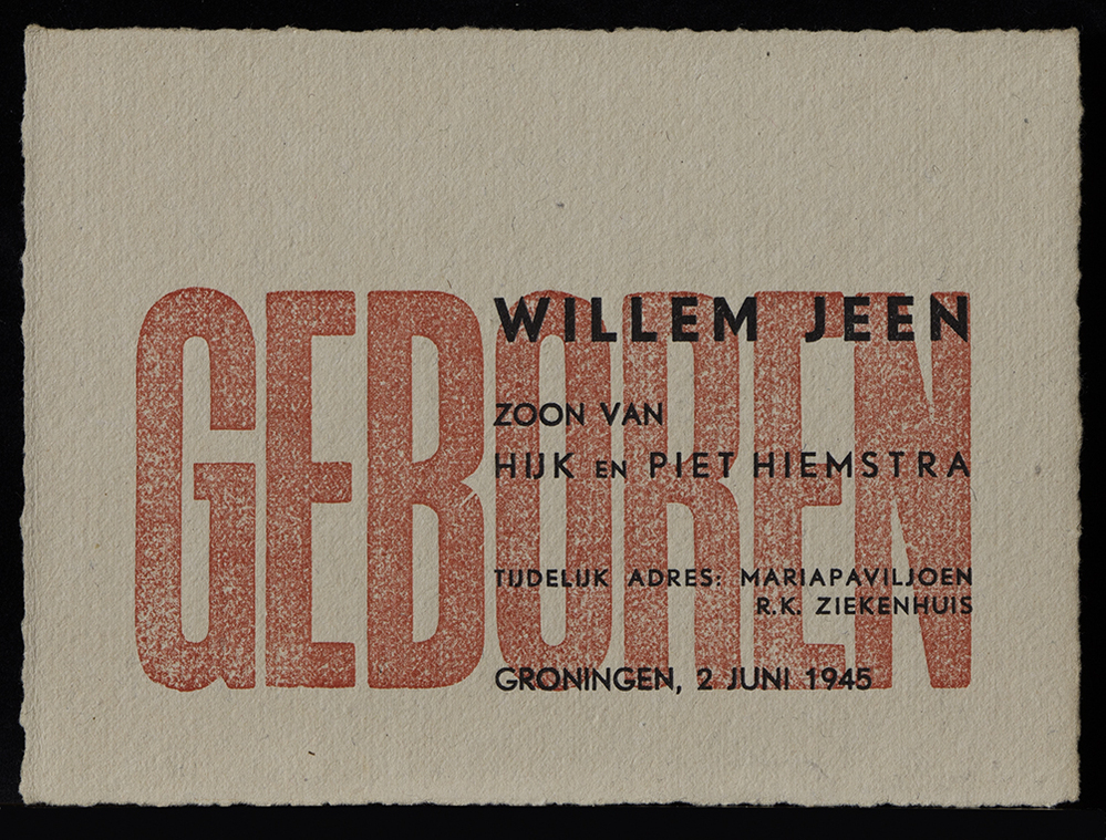 Geboortekaartje Willem Jeen Hiemstra