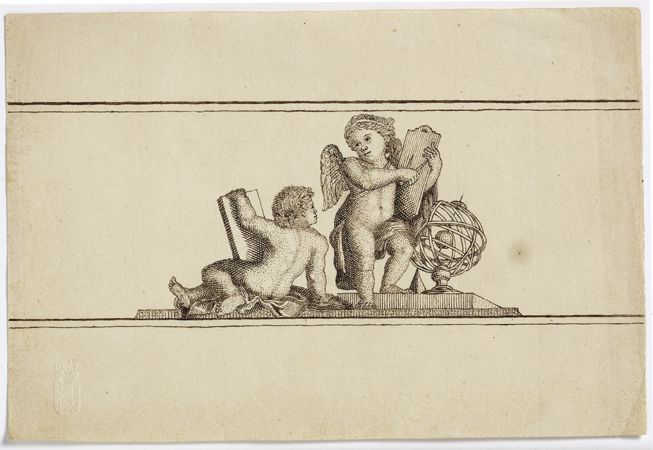 Twee putti met een passer en astraoabium