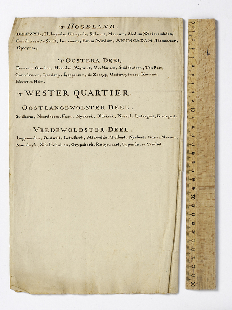 Tekstproeven in spiegelbeeld beginnende met 't Hogeland