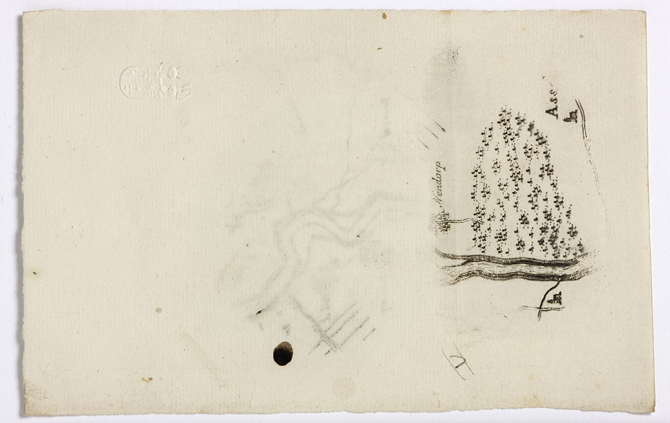 Proefdruk de omgeving van Bokel, Diele en Vellage (Noord Duitsland), keerzijde de omgeving van Nendrop (Noord DUitsland) met op keerzijde proefdruk Dijle