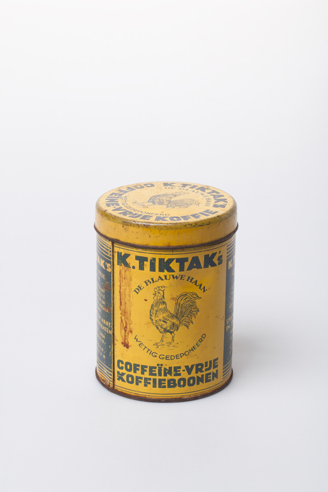 Blik K. Tiktak’s De Blauwe Haan coffeine-vrije koffieboonen