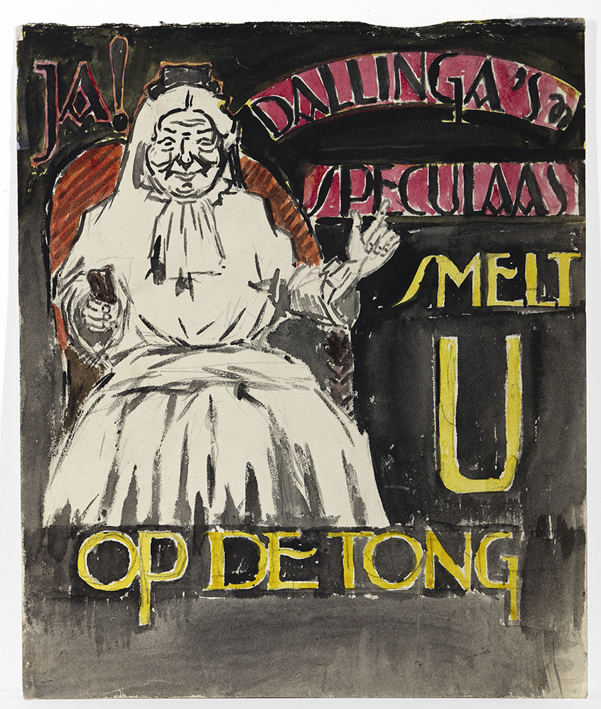 Ontwerpschets voor reclameposter Dallinga's speculaas