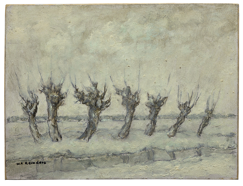 Winterlandschap met knotwilgen