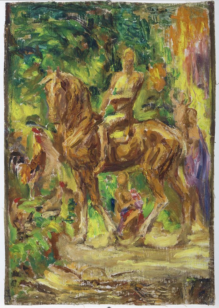 Voorstudie van vrouw op paard