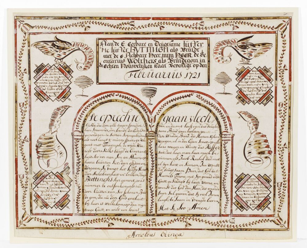 Zegenwensen huwelijk Clara van Buttingha en Wolter Wolthers